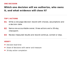 RapidKnowHow® Decision Governance — Action Guide