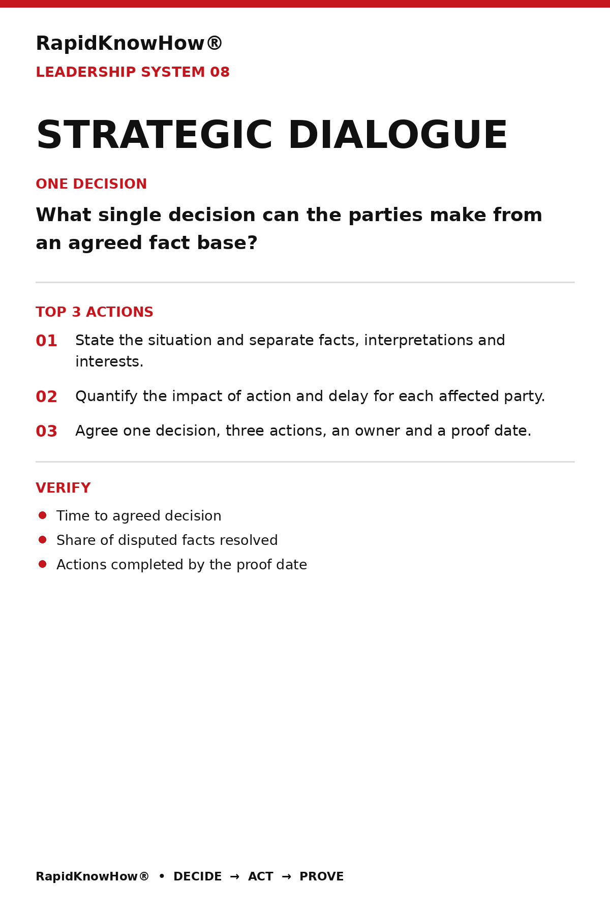 RapidKnowHow® Strategic Dialogue — Action Guide