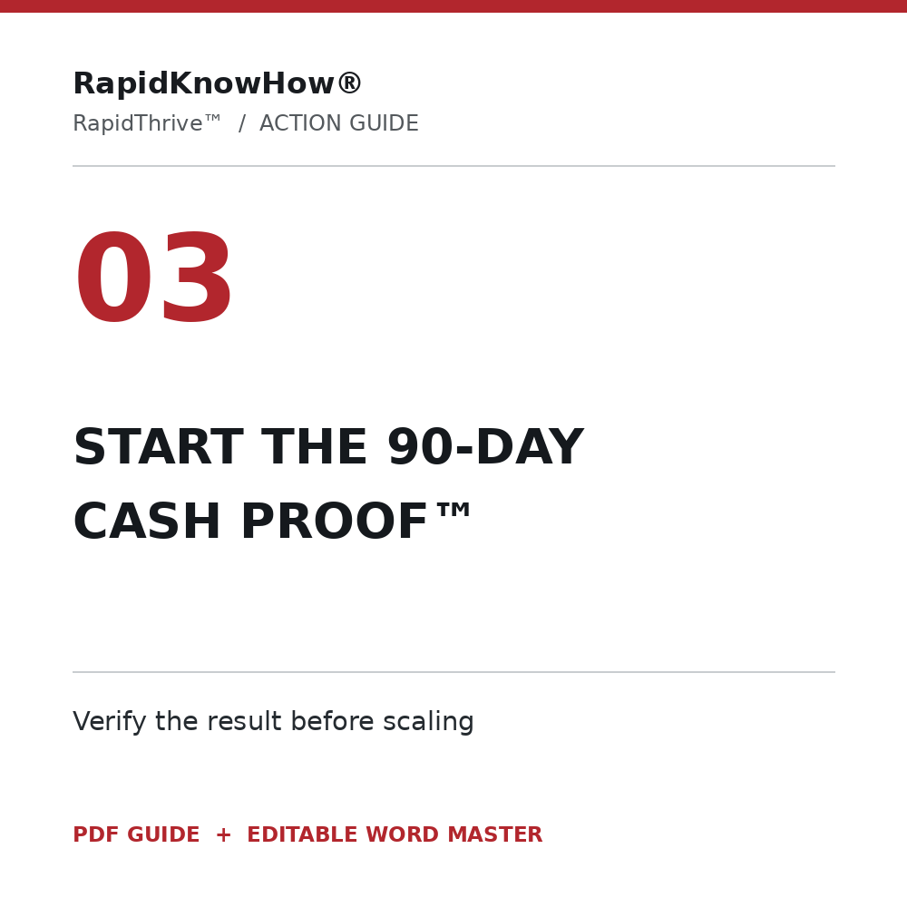 Start the 90-Day Cash Proof™ RapidThrive Action Guide cover