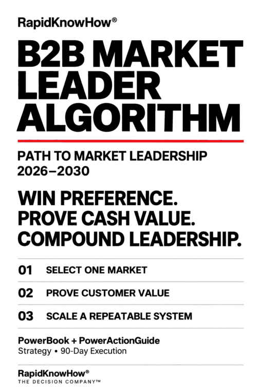 RapidKnowHow B2B Market Leader Algorithm — Path to Market Leadership 2026–2030. Win preference, prove cash value and compound leadership.