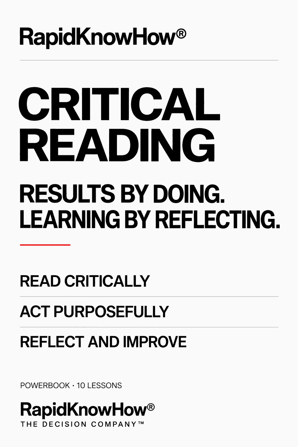 Critical Reading — Results by Doing — Learning by Reflecting | PowerBook in 10 Lessons