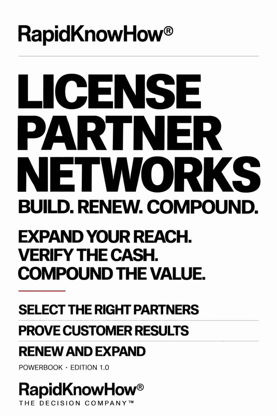 RapidKnowHow License Partner Networks PowerBook cover: Build. Renew. Compound.