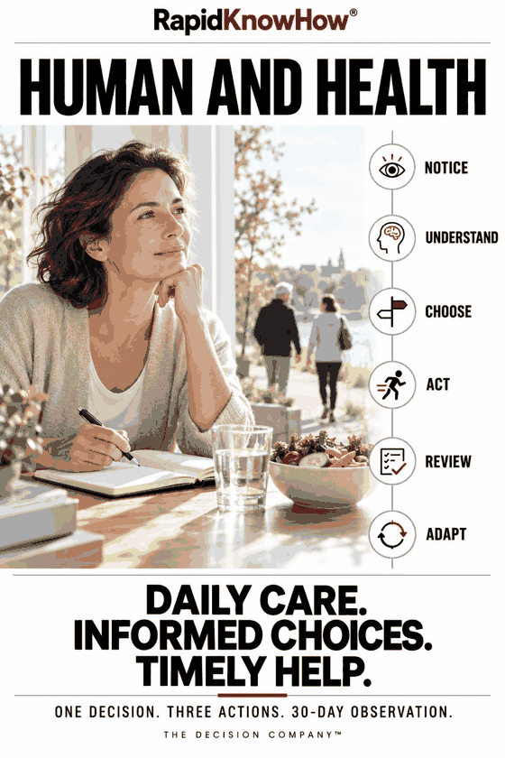 HUMAN AND HEALTH. Daily care, informed choices, timely help. Notice, understand, choose, act, review and adapt.